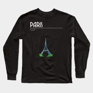 Paris France, Eiffel Tower, coordinates Long Sleeve T-Shirt